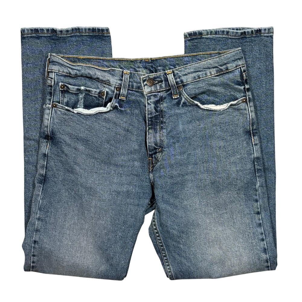 Levi's 505 Regular Straight Fit Medium Wash Denim Jeans Mens 34 32